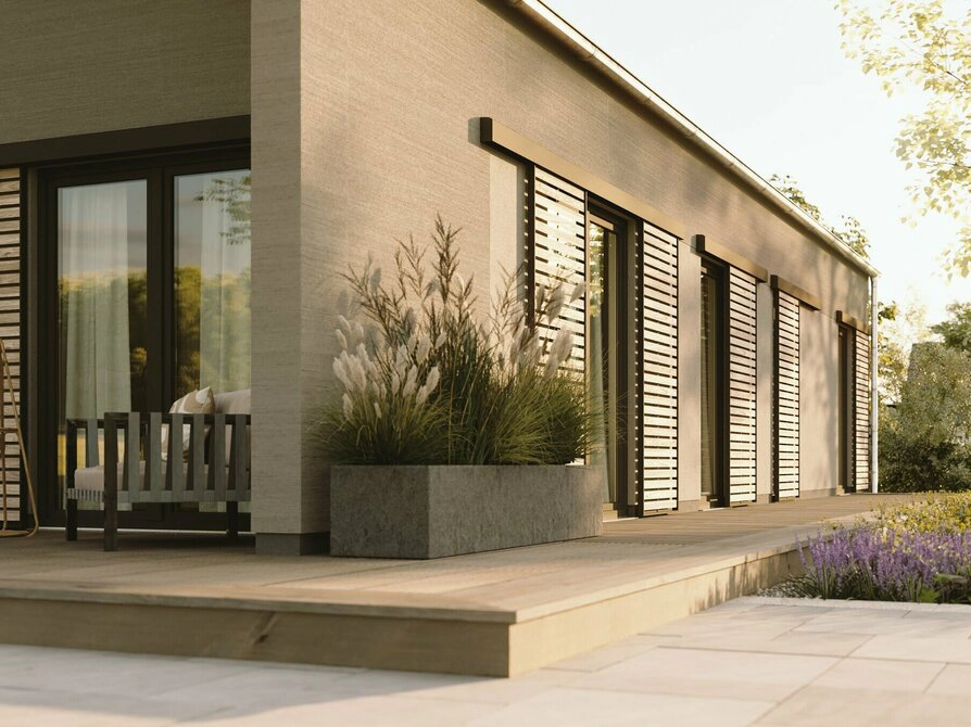 Bungalow 100 mit überdachter Terrasse & Kathedraldecke